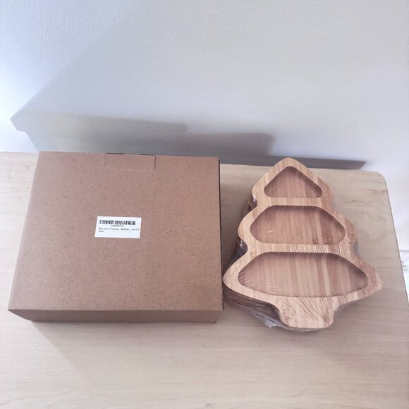 🎄 Eco-Friendly Bamboo Christmas Tree Serving Bowls – Set of 3 | New | Unopened - Picture 8 of 8